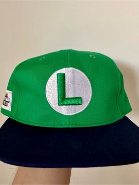 Official Super Nintendo World Luigi Green Snapback Hat with Embroidered L Emblem